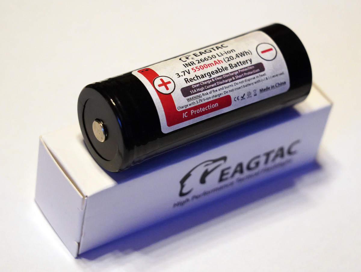 EAGTAC 26650 Lithium Akku, 5500mAh, protected